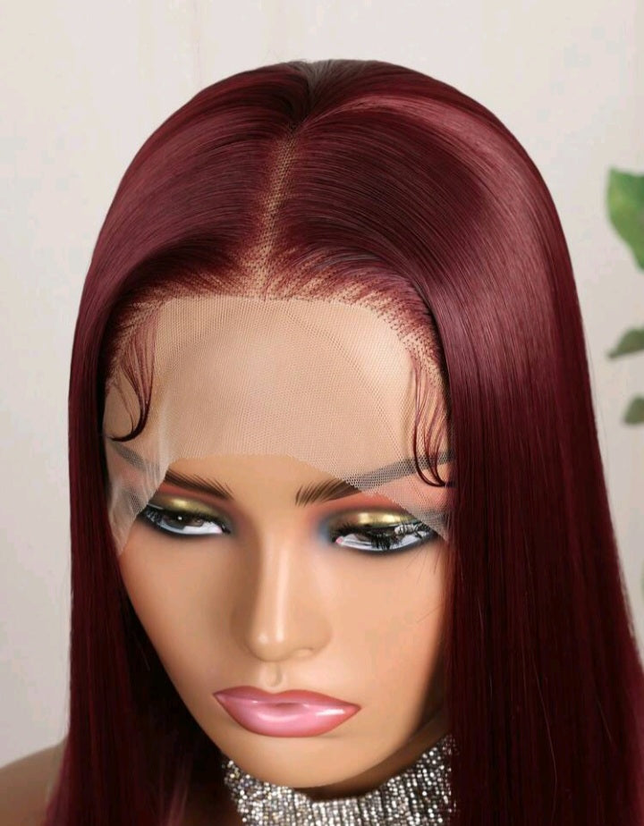 Burgundy Lace Front Wig - Human blend