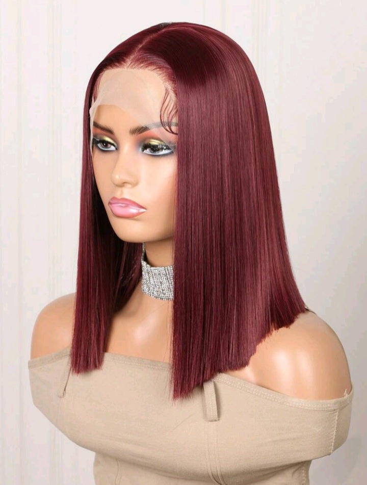 Burgundy Lace Front Wig - Human blend