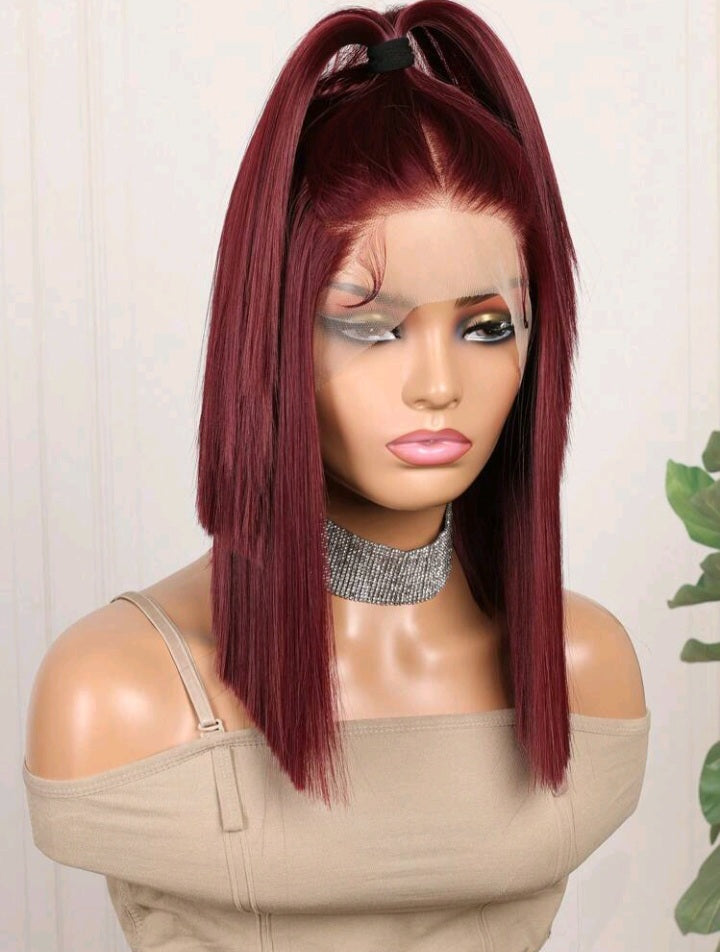 Burgundy Lace Front Wig - Human blend